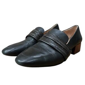 A D & Daughters Womens 9 Veri Cicio Black Leather Heeled Loafer Slip On Shoes